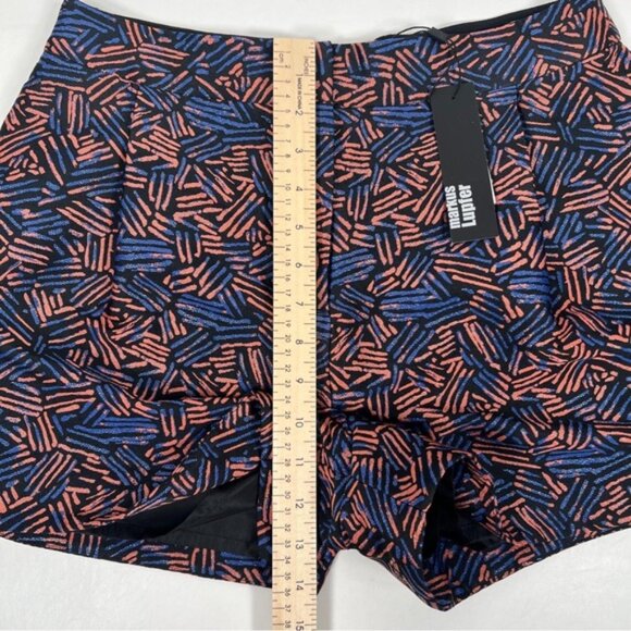 NWT MARKUS LUPFER UK🇬🇧Made Pleated Textured Pockets Shorts Shiny Print MEDIUM - Picture 7 of 13